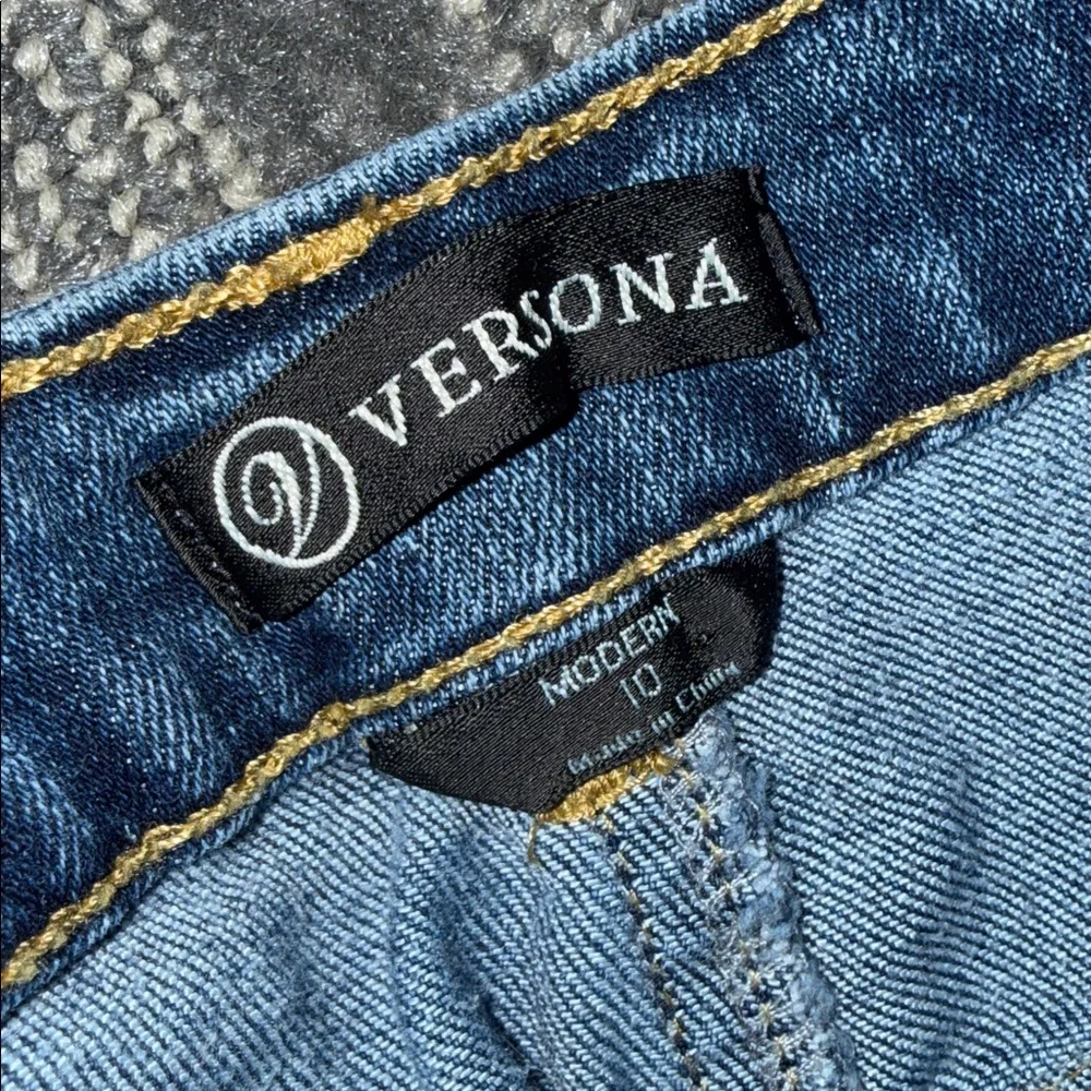 Size 10 Versona Light Blue Modern Straight Buttonfly Ankle Jeans - Picture 4 of 5